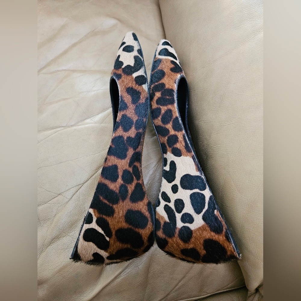 Aquatalia Shoes Calf Hair & Leather Flats Leopard Gorgeous Size 9.5 - Picture 8 of 8